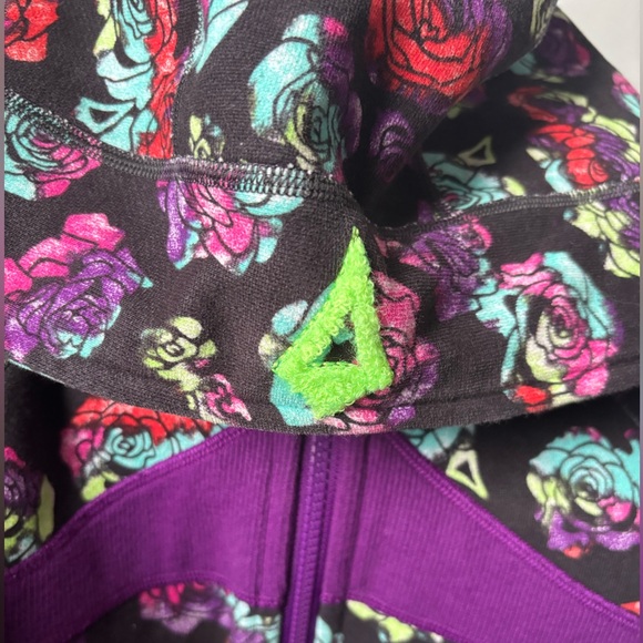 Ivivva (kids Lululemon) zip up sweater remix hoodie sz 14 youth purple floral - Picture 2 of 4